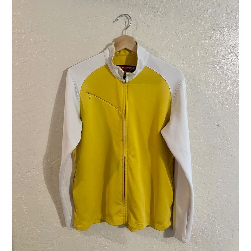 Y Sun Mountain Yellow & White Colorblock Long Sleeved Zip Up Athletic Jacket